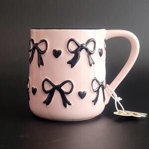 Sheffield Home Coquette Romantic Ballerina Pink Black Bows Hearts Coffee Mug NWT